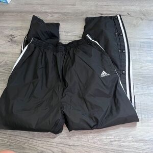 VINTAGE 90s Adidas Team Tear Away Track Pants Black White sz L lined